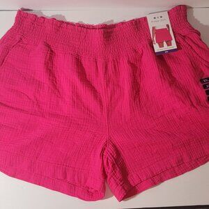 Women's Plus XXL Pink Three Dots NWT Pull-On Beach Vacation shorts with pockets